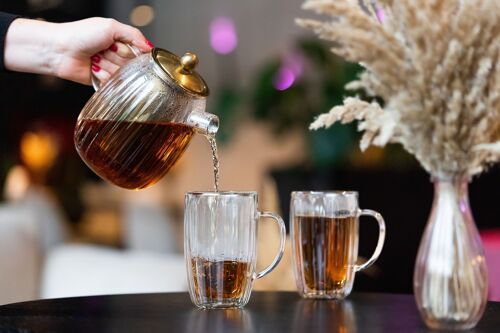 Tea pot with stainless steal infuser 1000ml golden matt TULIP 29316