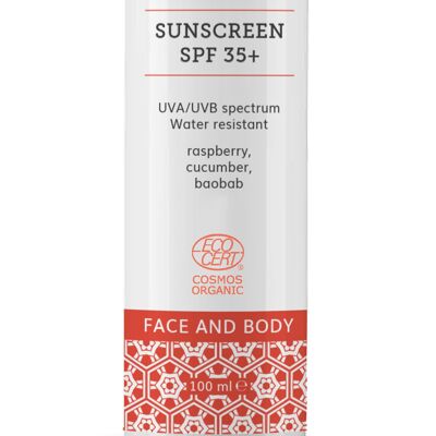 Crème solaire biologique SPF 35+ pour nourrir la peau, 100 ml