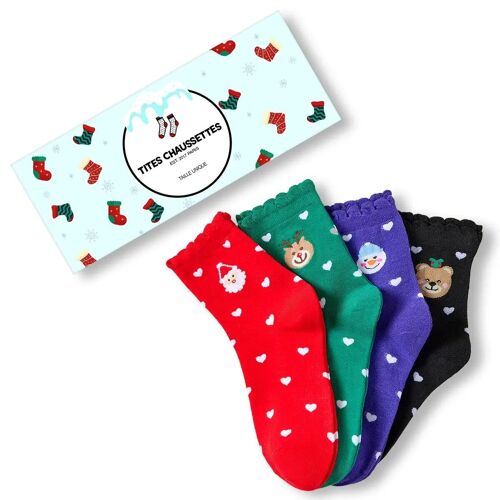 Chaussettes Coeur Noël Dentelle (Lot x4)