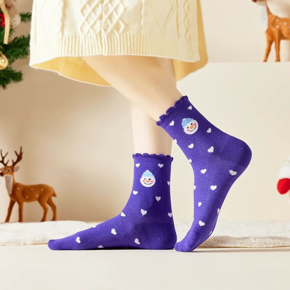 Chaussettes Coeur Noël & Volant Femme I 35-41