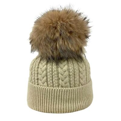 High Quality Wool and Cashmere Hat with Decorative Pompom
