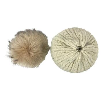 Bonnet en laine et cachemire de haute qualité et pompon décoratif 5