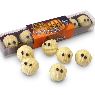 Tartufi spettrali di cioccolato bianco, limone e Halloween