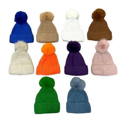 Women's Wool and Cashmere Hat with Removable Pompom B2B