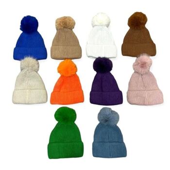 Bonnet Femme Laine et Cachemire avec Pompon Amovible B2B 5