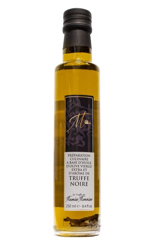 Huile d'olive extra-vierge, à la truffe noire, avec morceaux (250 ml)