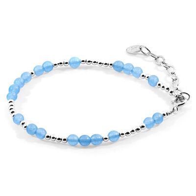 Blue Agate Vivian Silver and Stone Bracelet