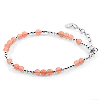 Orange Agate Vivian Silver and Stone Bracelet