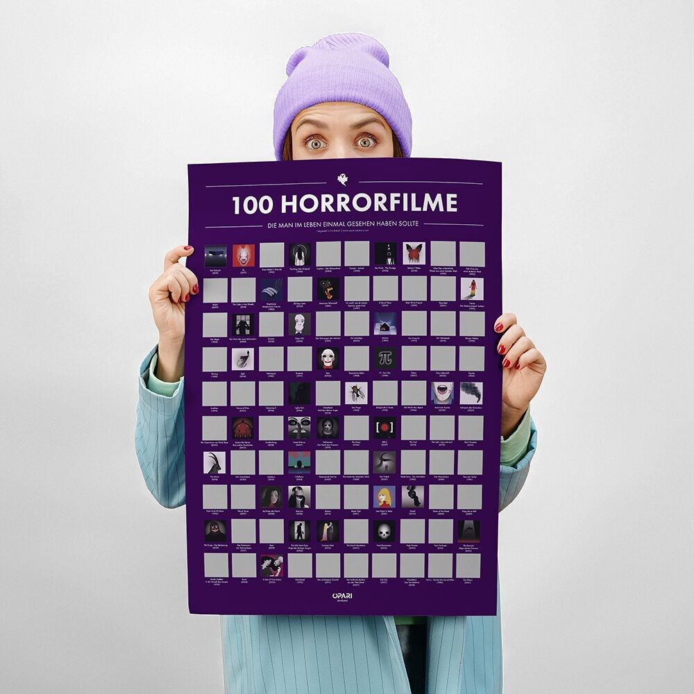 🇩🇪 Rubbelposter 100 Horrorfilme die Man im Leben Einmal Gesehen Haben Sollte (deutsche Version)