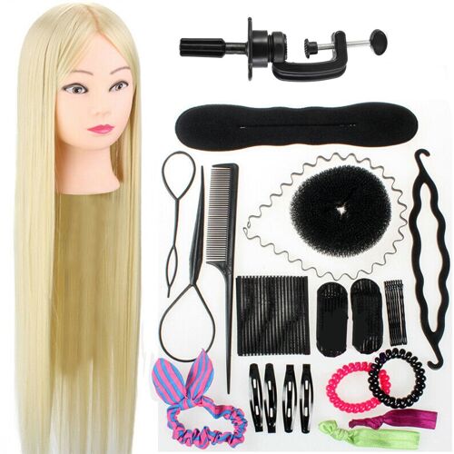 Achat Tête de coiffure Blonde Practice Head avec trépied et accessoires -  Convient pour le coiffage, la coupe et le tressage en gros