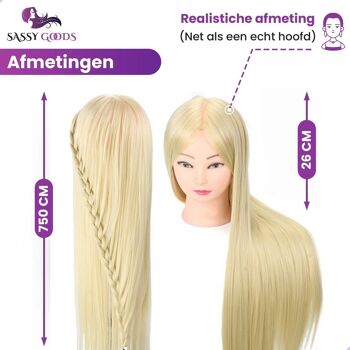 Tête de coiffure Blonde Practice Head avec trépied et accessoires - Convient pour le coiffage, la coupe et le tressage 5