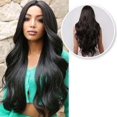 Perruque noire - Sassy Goods Wigs Femme Cheveux Longs - Perruque - Ondulé Noir - 70 cm