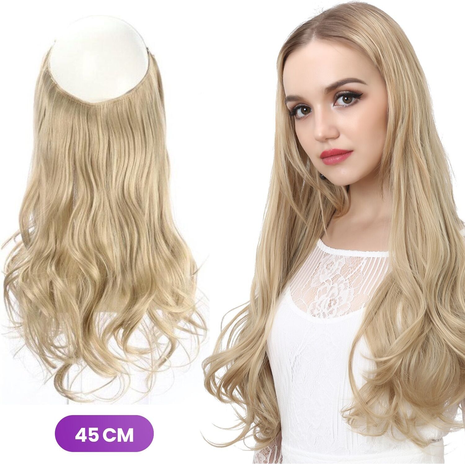 Buy wholesale Hair Extensions Blonde Straight Invisible Parting Natural Look Hair extension 45 cm