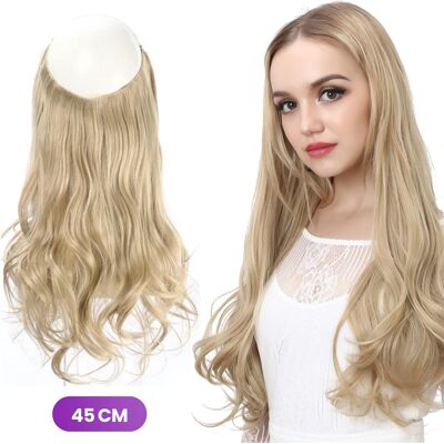 Premium Haarverlängerungen – Blond gewellt – Unsichtbarer Scheitel – Natürlicher Look – Haarverlängerung – 45 cm