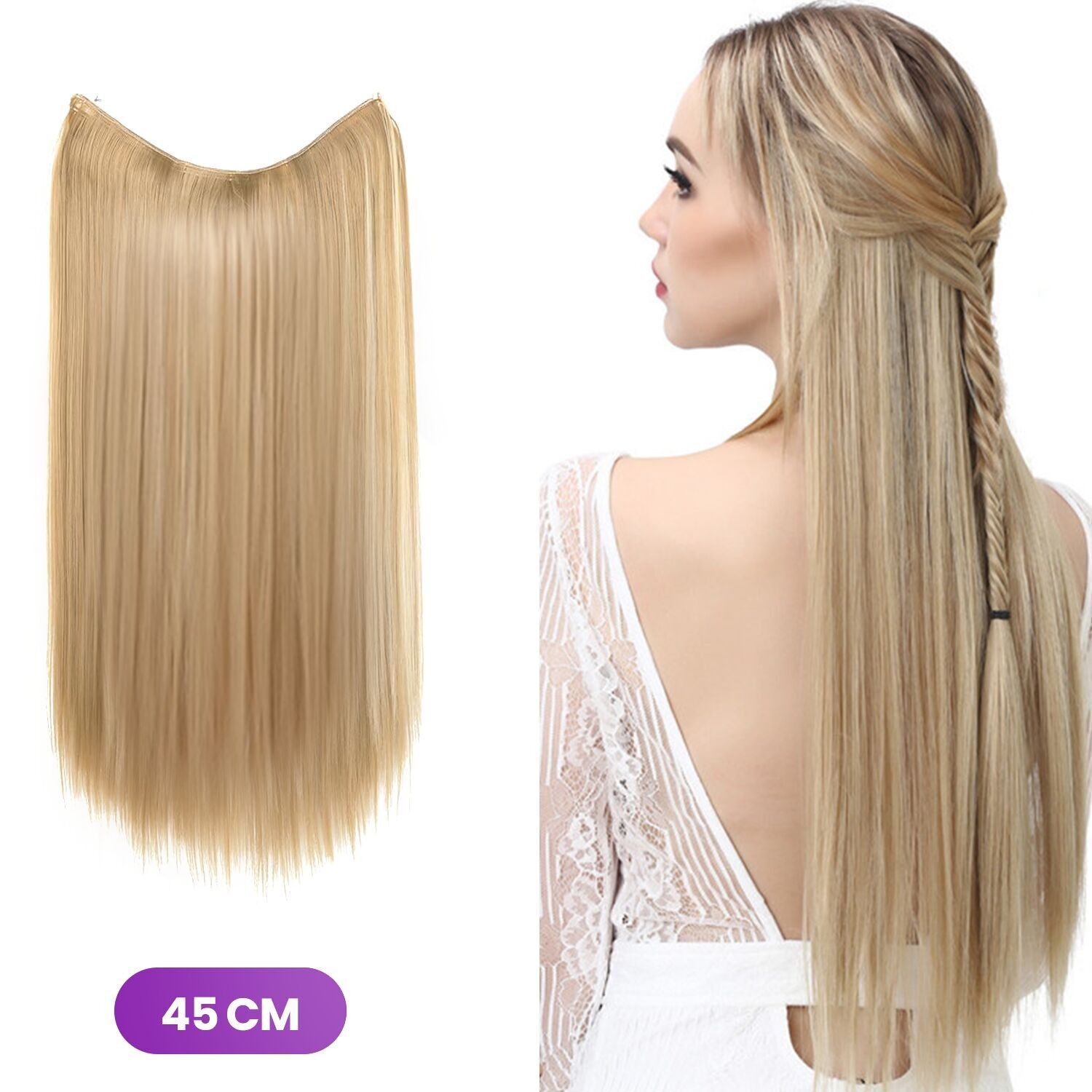 Buy wholesale Hair Extensions Blonde Straight Invisible Parting Natural Look Hair extension 45 cm