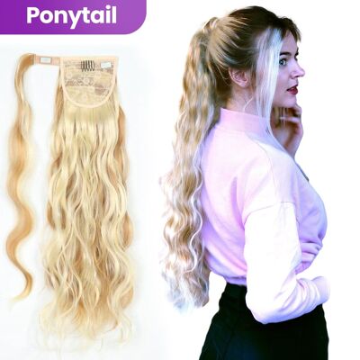 Ponytail extensions Blonde Wavy hair - 70 cm