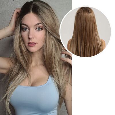 Perruque Lace Front Wig Marron Clair de Luxe - Cheveux Raides - 65 cm