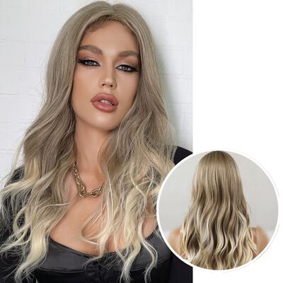 Luxuriöse blonde und aschblonde Spitzenperücke vorne – 55 cm