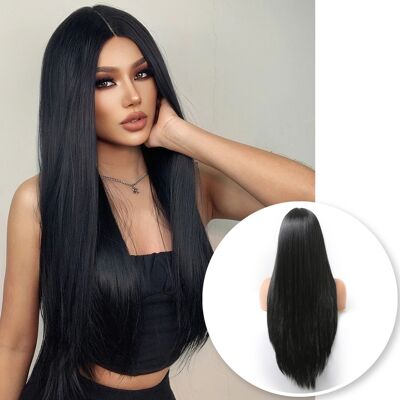 Luxe Zwarte Pruik Front Lace Wig - Steil - 60-65 cm