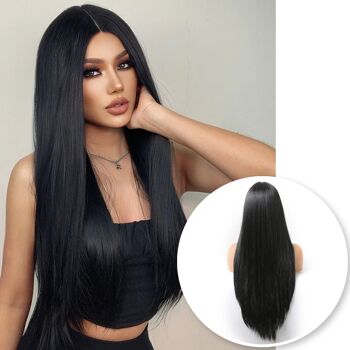 Perruque Lace Front Wig Noire de Luxe - Droite - 60-65 cm 1