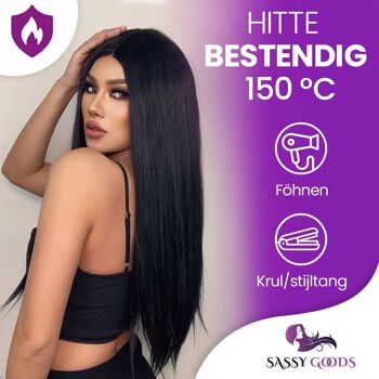 Perruque Lace Front Wig Noire de Luxe - Droite - 60-65 cm 7