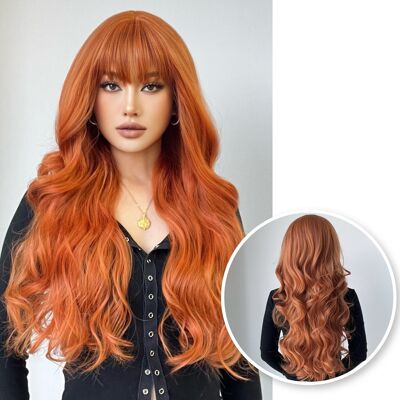 Copper Red Wig with Bangs - Wigs Women's Long Hair - Ginger - 70 cm