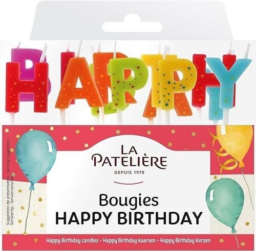 Bougies lettres "Happy Birthday"