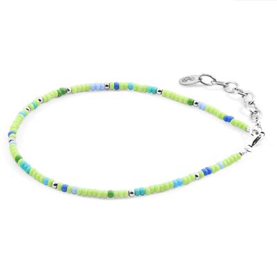 Bracciale Ellie in argento e vetro Miyoko verde - turchese