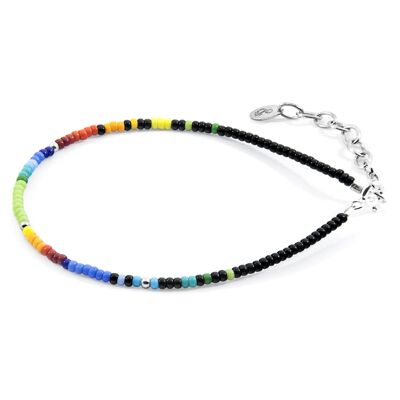Multicolore - Bracelet Paulina Noir en Argent et Verre Miyoko