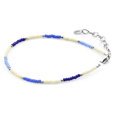 Blau – gebrochenes weißes Armband aus Zoey-Silber und Miyoko-Glas