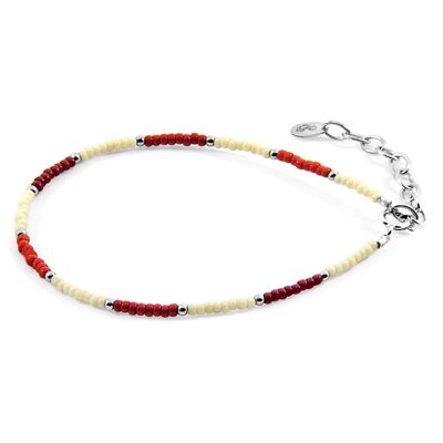 Rot – gebrochenes weißes Armband aus Zoey-Silber und Miyoko-Glas