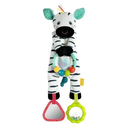 Bean Bag Zebra – Motorikspielzeug mit Perlenring für Kinderwagen, Kinderbett und Babyschale – Granulat Füllung zum Fühlen und Greifen 