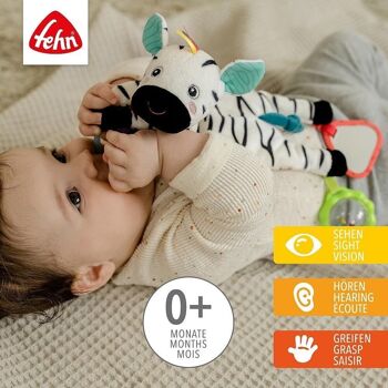 Bean Bag Zebra – jouet de motricité avec anneau en perles pour poussettes, lits bébé et sièges bébé – remplissage en granulés pour la sensation et la préhension 2