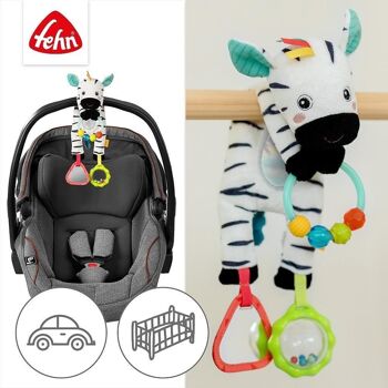 Bean Bag Zebra – jouet de motricité avec anneau en perles pour poussettes, lits bébé et sièges bébé – remplissage en granulés pour la sensation et la préhension 4