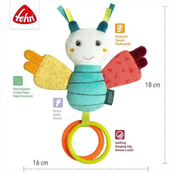 Mini papillon – jouet d'activité avec hochet, couinement, papier bruissant 5