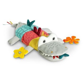 Marionnette crocodile – gant de marionnette à doigt avec hochet, papier bruissant, anneau de dentition et couinement 1