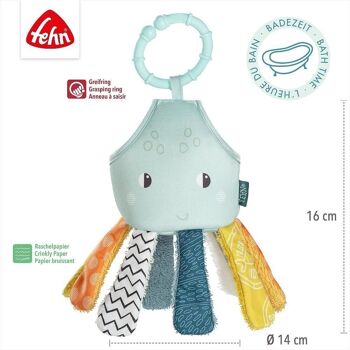 Dribble Octopus – jouet de bain pour bébé avec papier bruissant et anneau de préhension 5