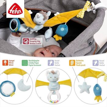 Chauve-souris à chaîne pour poussette - chaîne mobile pour une suspension flexible aux poussettes, sièges bébé, lits, berceaux et arche de jeu 3