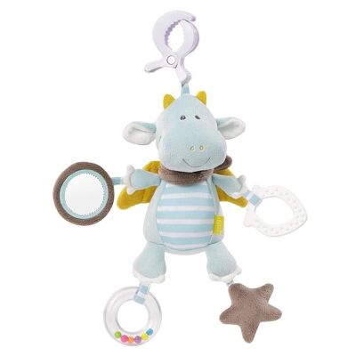 Activity dragon with clamp – motor skills toy for hanging with exciting pendants to grasp and make sounds