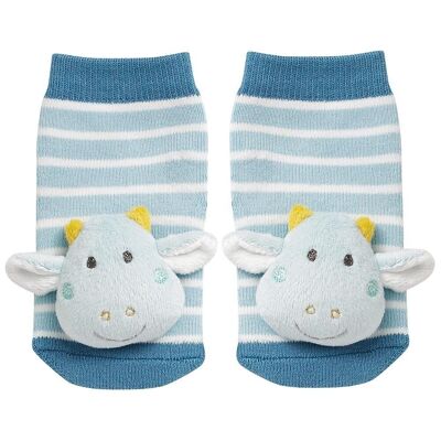 Calcetines con sonajero de dragón - calcetines de actividad para bebés con cabezas de animales - juguetes de aprendizaje para bebés de 0 a 12 meses