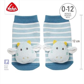 Chaussettes hochet dragon - chaussettes d'activité pour bébé avec têtes d'animaux - jouets d'apprentissage pour bébés âgés de 0 à 12 mois 4