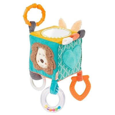 Activity Cube Funky Friends – Motor skills toy with gripping elements for hanging