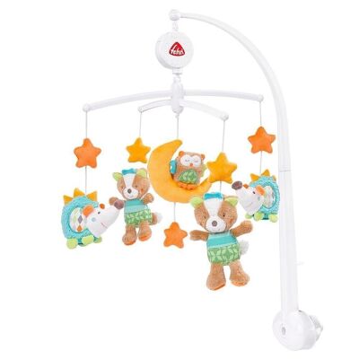 Music Mobile Forest – Wind-up mobile with music box melody “Do you know how many little stars are there?” and figures – With bed attachment