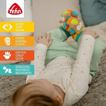 Chaussettes hochet hibou - chaussettes d'activité pour bébé avec têtes d'animaux pour saisir, cliqueter, donner des coups de pied et faire des bruits - jouets éducatifs pour bébés âgés de 0 à 12 mois 2