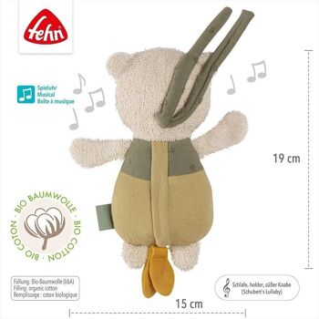 Mini boîte à musique ours fehnNATUR – avec coton issu de l'agriculture biologique certifiée (kbA) – mélodie « La berceuse de Schubert » 5