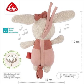 Mini boîte à musique lapin fehnNATUR – avec coton issu de l'agriculture biologique certifiée (kbA) – mélodie « La berceuse de Mozart » 4