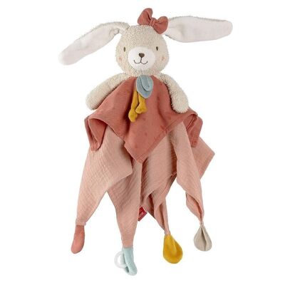 Cuddly toy bunny fehnNATUR – with cotton from controlled organic cultivation (kbA) & pacifier attachment