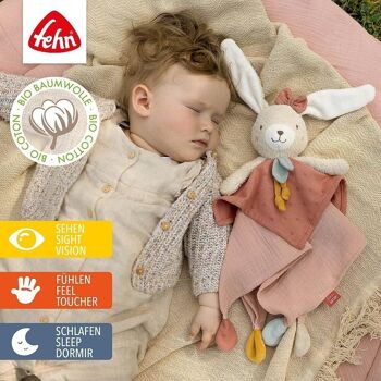 Couverture câline lapin fehnNATUR – avec coton issu de l'agriculture biologique certifiée (kbA) et attache-tétine 2