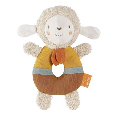 Ring-grasping toy sheep fehnNATUR – motor skills toy with organic cotton from controlled organic cultivation