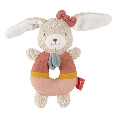 Ring-grasping toy rabbit fehnNATUR – motor skills toy with organic cotton from controlled organic cultivation